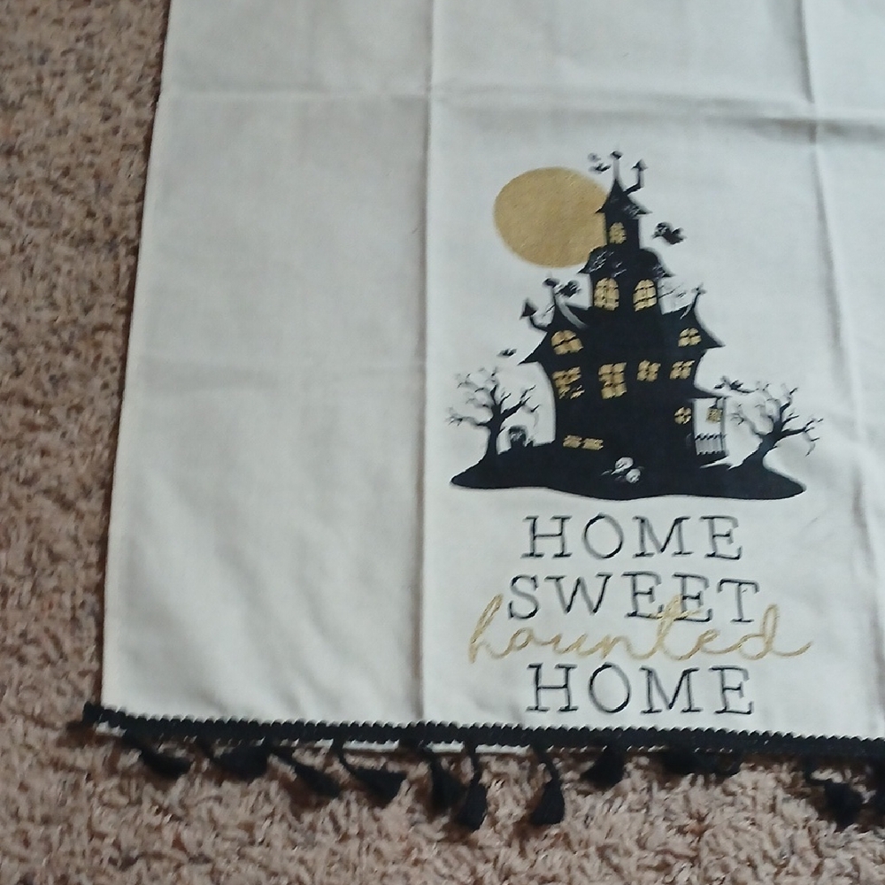 Spooky Haunted Home Kitchen Towel - Black and Gold